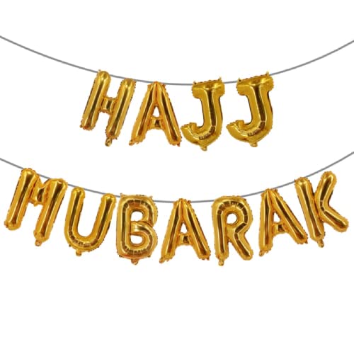 Pannu Design 40,6 cm HAJJ MUBARAK Dekoration – Folienballons Banner Party – islamische Dekorationen für Zuhause – besondere Anlässe (Gold) von Pannu Design