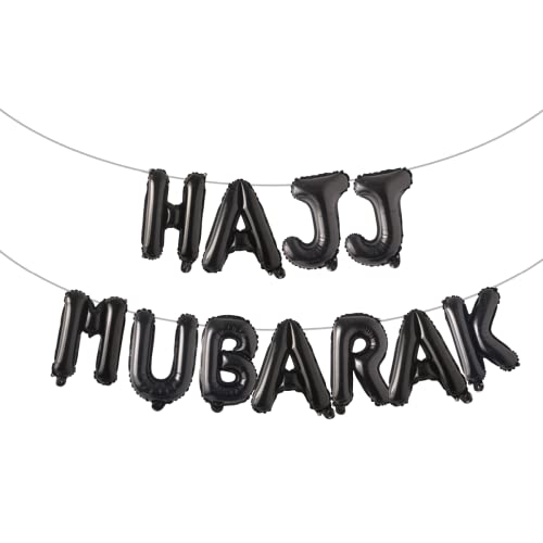 Pannu Design 40,6 cm HAJJ MUBARAK Dekoration – Folienballons Banner Party – islamische Dekorationen für Zuhause – besondere Anlässe (schwarz) von Pannu Design