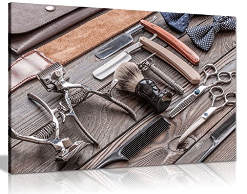 Barber Shop Art Vintage Hair Tools Leinwand Kunstdruck (30,5 x 20,3 cm) von Panther Print