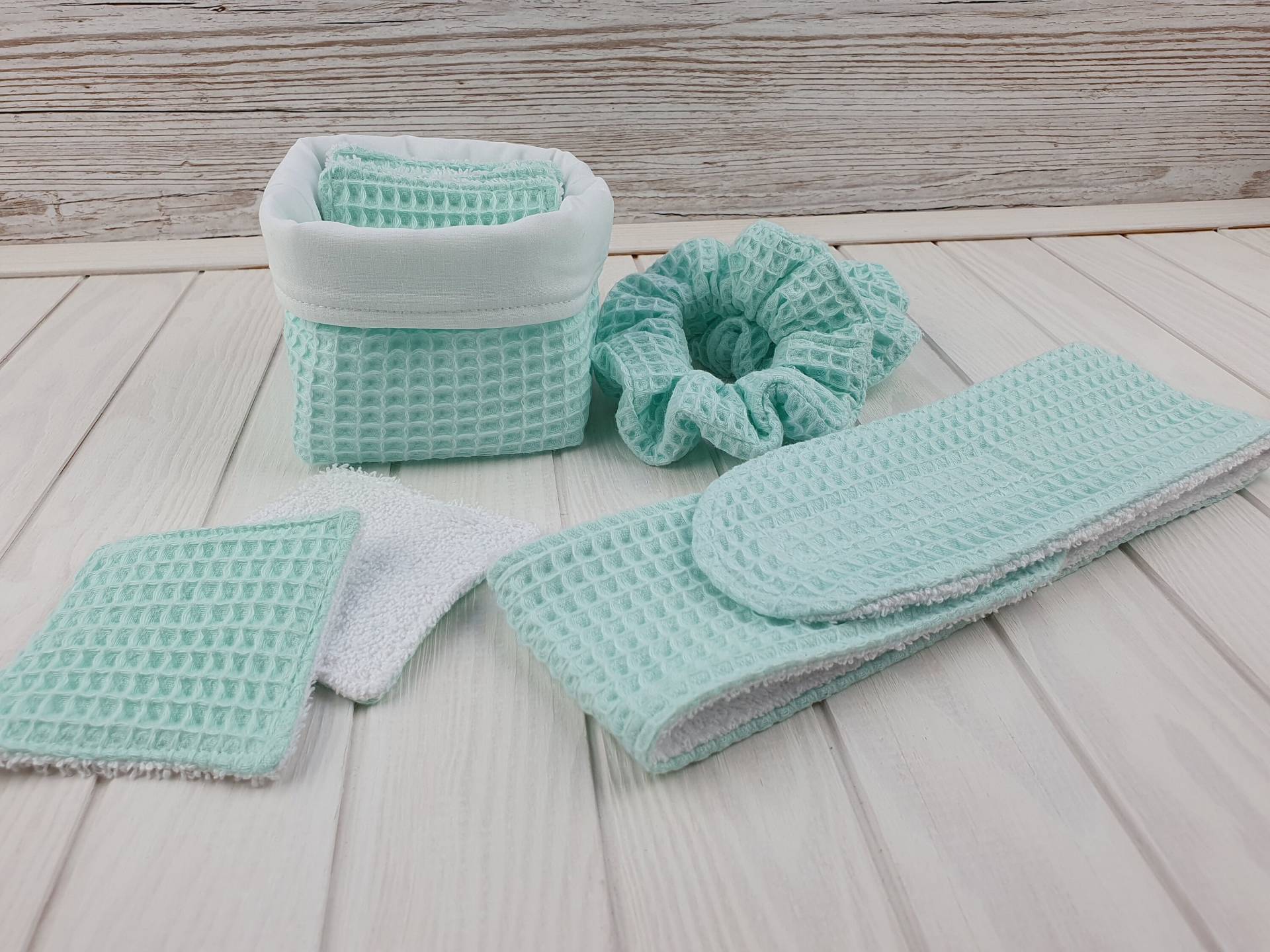 Kosmetikpads Utensilo Srunchies Kosmetikstirnband Set Hellmint von PantufaDE