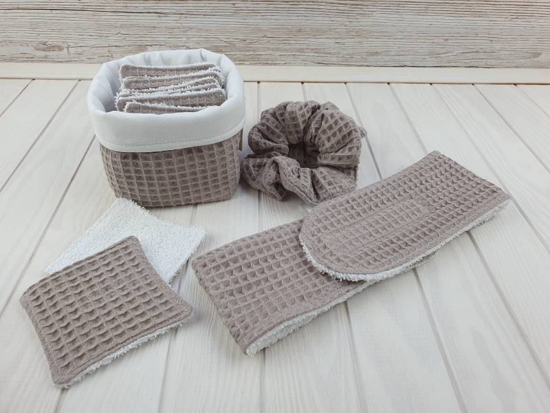 Kosmetikpads Utensilo Srunchies Kosmetikstirnband Set Taupe von PantufaDE