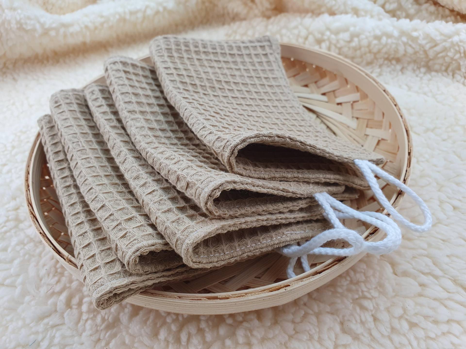 Waschlappen Waschtücher Waffelpique Beige von PantufaDE