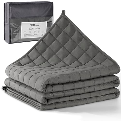 PanxHome Gewichtsdecke 150x200cm, 5kg Therapie Decke für Erwachsene, Stressabbauende Weighted Blanket mit 5cm Taschen und Glasperlen für gleichmäßige Druckverteilung, ideal für 40-60kg von PanxHome