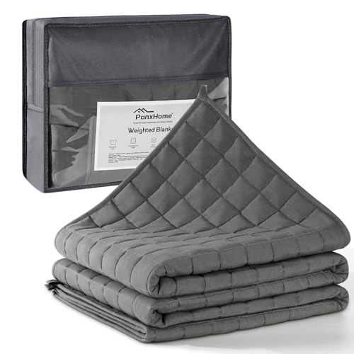 PanxHome Gewichtsdecke 150x200cm, 7kg Weighted Blanket Therapiedecke Erwachsene, Schwere Bettdecke zum Stressabbau, 5cm Pocket und Glasperlen für Eine Gleichmäßigere Druckverteilung, für 60-80kg von PanxHome