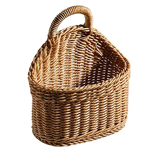 19x17cm Rattan Wandkorb Hängend Geflochtener Wandkorb Weidenwand Hängender Korb Aufbewahrung Dekorativer Wandkorb mit Griff Wandhängender Blumentopf für Garten Hochzeit Dekoration von Paodduk