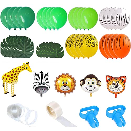 Luftballon-Set mit Dschungel-Motto-Party, 151 Stück, mit Tierballons und Blättern, für Kinder, Jungen, Geburtsballons von Paopaoldm
