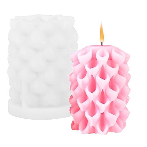 Kerzenform Silikon 3D Silikonform Stumpenkerzen Formen Bubble Blumen Spalte Zylinder Kerzenformen für Kerzenherstellung Handwerk Ornamente Kerzen Gießformen für Duftkerzen, Handgefertigte Seife von Paotxpum