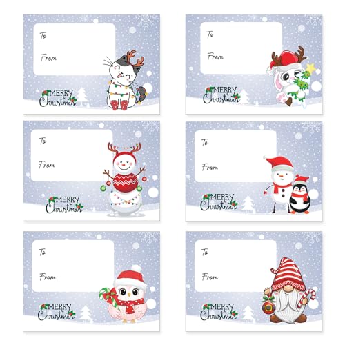 Papa Prints® 72 Stück Xmas Etiketten (63,5 x 46,6 mm) Xmas Aufkleber Etiketten Weihnachtsetiketten Aufkleber Aufkleben Weihnachtsetiketten von Papa Prints