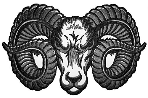 [Große Größe] Papapatch Horned Goat Head Sheep Ram Biker Motorräder Choppers Jacket Vest Applique Embroidered Sew on Iron on Patch (Iron-Horned-Goat-Large) von Papapatch