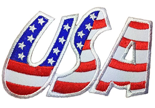 Papapatch Aufnäher mit USA-Alphabet, USA-Flagge, zum Aufnähen oder Aufbügeln, bestickt (IRON-USA-ALPHABET-BL02) von Papapatch