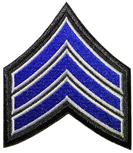 Papapatch Chevrons Sergeant E-5 Streifen US Army Rank Aufnäher Bügelbild auf Schulter bestickte Applikation Patch – Schwarz und Blau (IRON-E5-BKBL) von Papapatch