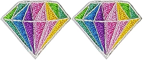 Papapatch Kleine, kleine, niedliche bunte Regenbogen-Diamanten, Edelstein, Edelstein, Symbol, Kleidung, Aufkleber, dekorative Reparaturapplikation, zum Aufnähen oder Aufbügeln von Papapatch