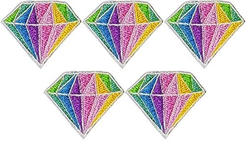 Papapatch Kleine, kleine, niedliche bunte Regenbogen-Diamanten, Edelstein, Edelstein, Symbol, Kleidung, Aufkleber, dekorative Reparaturapplikation, zum Aufnähen oder Aufbügeln von Papapatch