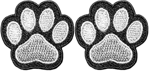 Papapatch PAW-BW-MINI02 kleine Mini-Aufnäher mit Hunde- und Katzenpfoten, Tier-Fußabdruck, Cartoon-Aufkleber, dekorative Reparatur, Jacke, Taschen, DIY-Applikation, Aufnähen, Bügelbilder, Schwarz / von Papapatch