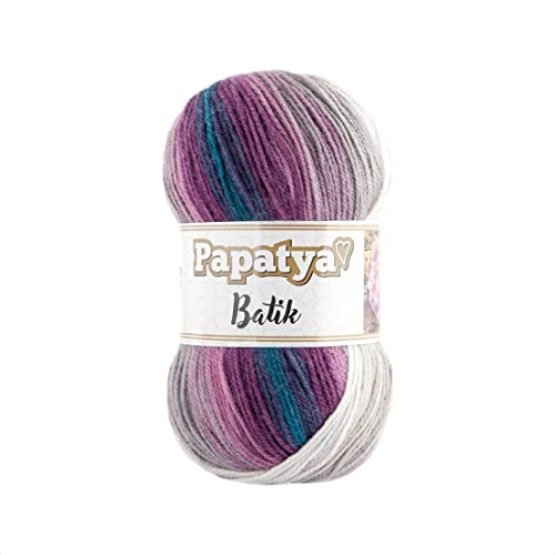 Papatya 100g Strickgarn | türkische Wolle | Farbverlaufsgarn Batik Wolle mit tollem Farbverlauf | 100% Polyacryl, Farbe: 31 von Papatya