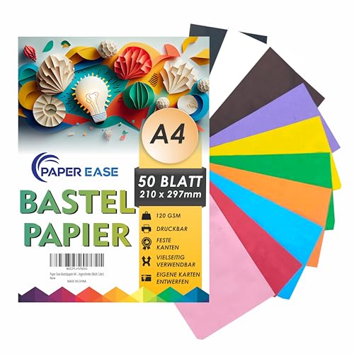 Paper Ease Bastelpapier A4 260g - 21 x 29,7 cm, 50er-Pack – Kartonpapier Natur im exakten DIN-Format - Perfekt zum Malen, Drucken, Basteln & für Hochzeitsgeschenke im Vintage-Stil von Paper Ease