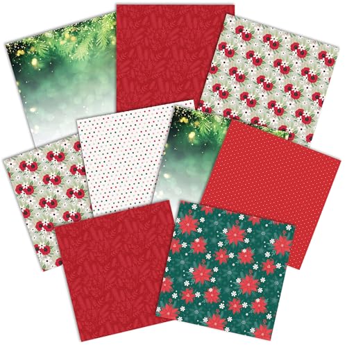 Paper House Productions Dekoratives doppelseitiges Papier, 30,5 x 30,5 cm, 9 Blatt, für Scrapbooking und Basteln, klassisches Weihnachten von Paper House Productions