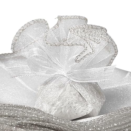 Paper Mart Organza-Kreise mit Satinkanten, 22,9 cm weiße Kreise, weiße Netz-Geschenkpapiere mit Satinband zum Binden, 25 Stück von Paper Mart