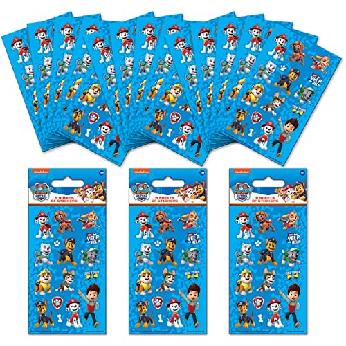 Paper Projects Paw Patrol Partytüten-Aufkleber-Set (18 Blatt), perfekt für Kinderpartys und Strumpffüller, kann für Dekoration und Scrapbooking, Blau, 12,5 cm x 7,5 cm von Paper Projects