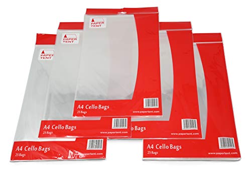 Paper Tent - 125 Zellophantaschen A4 (5 Packung 25) von Paper Tent