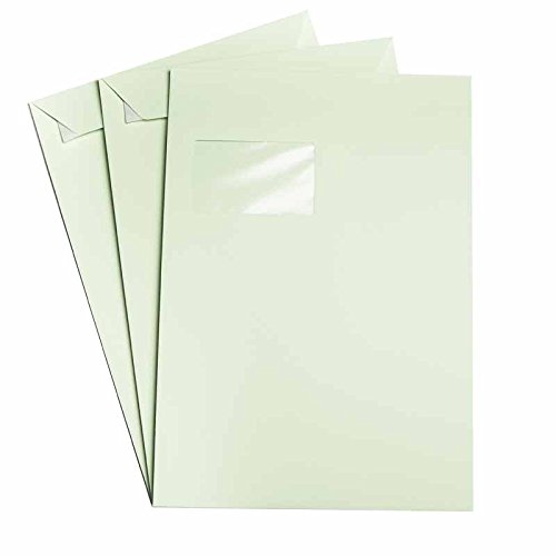 Paper24 50 Versandtaschen DIN C4 - Minze -12 120 g/m² - 229 x 324 mm 22,9 x 32,4 cm - selbstklebend mit Abziehstreifen - mit Fenster von Paper24