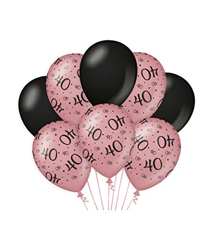 PD-Party 7023413 Classy Party Luftballons | Natürliche Rubber (Latex) | Geburtstag Feier Partei Dekoration - 40, Packung von 8, Rose/Schwarz, 30cm Länge x 30cm Breite x 30cm Höhe von PD-Party