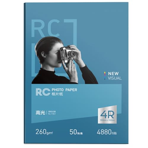 RC Highlight, 4R, 260G, 50 Blatt, feines Samt, RC-Fotopapier, 15,2 cm, 260 g/㎡, kompatibel mit Tintenstrahldruckern von PaperPopular