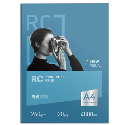 RC Highlight, A4, 260 g, 20 Blatt, feines Samt, RC-Fotopapier, 21,6 x 27,9 cm, 260 g/㎡, kompatibel mit Tintenstrahldruckern von PaperPopular