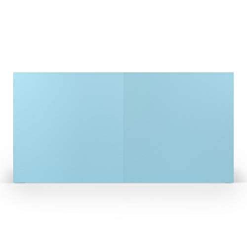 PAPERADO 25 Faltkarten Quadratisch 15,7 x 15,7 cm - Aqua gerippt Hell-Blau - Doppelkarten vorgefaltet blanko 220 g/m² - Kleine Klappkarten Basteln Einladungskarten Hochzeit Kommunion von PAPERADO