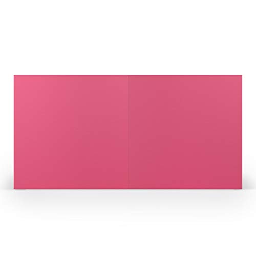 PAPERADO 25 Faltkarten Quadratisch 15,7 x 15,7 cm - Fuchsia gerippt Magenta Pink - Doppelkarten vorgefaltet blanko 220 g/m² - Kleine Klappkarten Basteln Einladungskarten Hochzeit Kommunion von PAPERADO