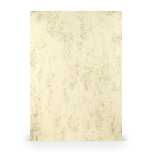 PAPERADO 25x Tonpapier DIN A4 - Chamois Marmora Marmoriert Marmor-Beige 160 g/m² Papierbögen - Bastelpapier in 29,7 x 21 cm Malen, Basteln & Drucken von PAPERADO