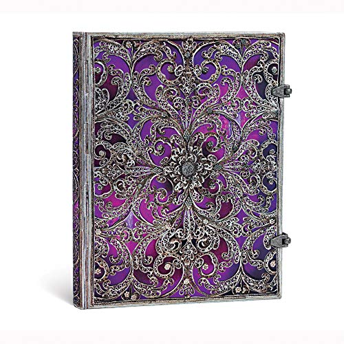 Paperblanks Silberfiligran Kollektion Aubergine - Notizbuch Groß Liniert - , Ultra (230 x 180) von Paperblanks