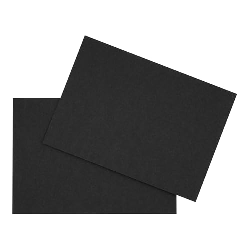 DIN A6 Karten Set Blanko zum Basteln und Selbstgestalten wahlweise mit runden Ecken oder Vintage Kontur 300 g/m² Kraftpapier Graspapier Tonkarton Fotokarton (Schwarz eckig, 100 Karten) von Papermane