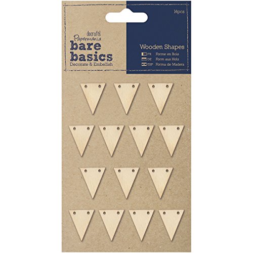 Papermania 14 teilig Bare Basics Holz selbstklebend Mini Flagge Formen, beige von Papermania