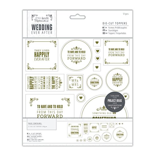 Papermania 20,3 x 20,3 cm 5tlg Topper Hochzeit gestanzt, Gold/Weiß von Papermania