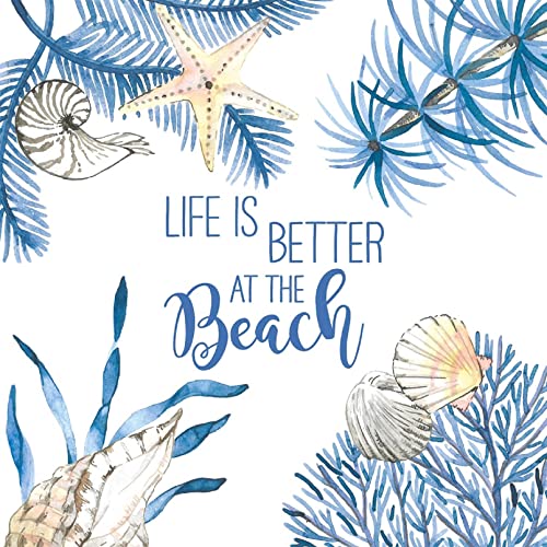 PPD - 1334013 - Lunch Servietten, Papier, 20 Stück, Ocean, Life is better at the beach, weiß, 33cm x 33cm von Paperproducts Design