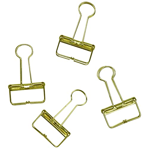 Papierdrachen 4 goldene Metall Foldback-Klammern - Büroklammern für Bullet Journals und Notizbücher - süße Papier Clips für Home Office und Uni - Motiv Gold - Set 6 von Papierdrachen