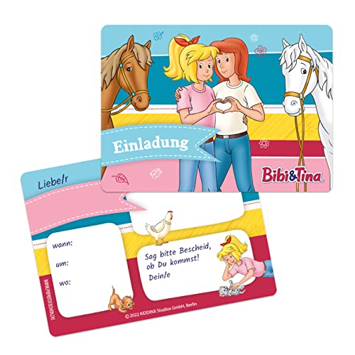 Papierdrachen 12 Einladungskarten zum Geburtstag für Kinder - Motiv Bibi und Tina - Geburtstagseinladungen für deine Geburtstagsparty (DIN A6 mit abgerundeten Ecken) von Papierdrachen