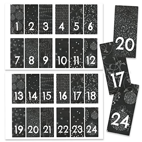 Papierdrachen 24 Adventskalender Weihnachtssticker - Nr 33 - Aufkleber 4cm - zum Basteln und Dekorieren von Papierdrachen