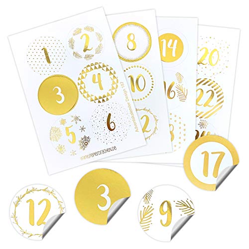 Papierdrachen 24 Adventskalender Zahlenaufkleber - Goldfoliert | Nummer 189 - Sticker für deinen Weihnachtskalender - zum Basteln und Dekorieren von Papierdrachen