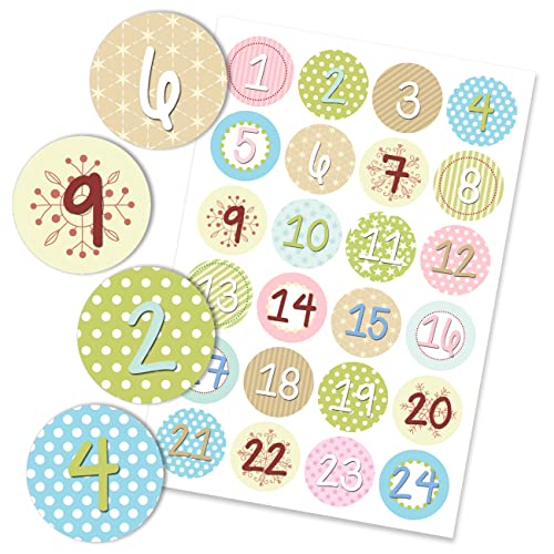 Papierdrachen 24 Adventskalender Zahlenaufkleber - Nr. 25 - Sticker 4 cm - zum Basteln und Dekorieren von Papierdrachen