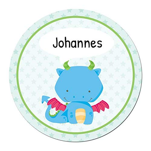 Papierdrachen 24 individuelle Aufkleber für Kinder - Motiv Drache - personalisierte Sticker - Schule Einschulung von Papierdrachen