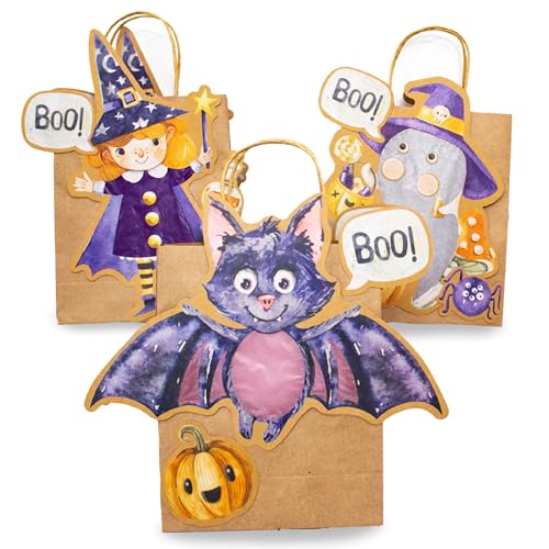 Papierdrachen 3 Laternen zum Selber Basteln - Henkeltüten mit Transparentpapier und Stanzteilen - Halloween - für Mädchen und Jungen - Ideal für Kindergartenkinder - Set 01 von Papierdrachen