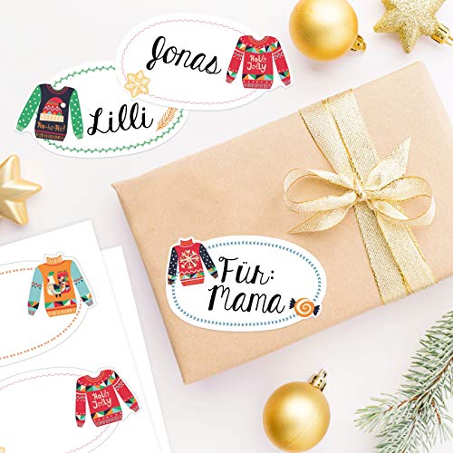 Papierdrachen 8 hochwertige Weihnachtssticker - Aufkleber Winterkleidung - ideale Dekoration für Geschenke zu Weihnachten - Weihnachtsdeko und Weihnachtspost von Papierdrachen