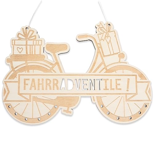 Papierdrachen Aufhängung für Adventskalender Geschenke Fahrrad - aus Holz - in naturfarben und schwarz - Kalender zum Selbstbasteln - kombinierbar mit Stoffsäckchen und Geschenkpapier - Set 6 von Papierdrachen