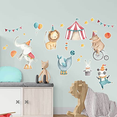 Papierdrachen Wandtattoos - 8 Bögen mit Wandstickern für Kinder - Kinderzimmer Dekoration - Wand Deko - Zirkus - 22 x 30 cm je Bogen - für Jungen und Mädchen - Set 3 von Papierdrachen