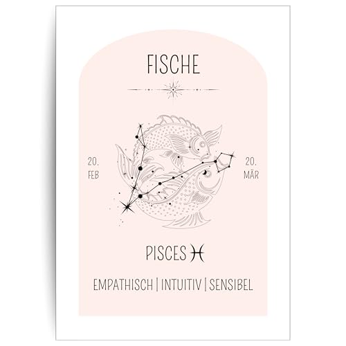 Papierkind™ Poster Sternzeichen Fische - Pisces | Fische Poster für Kinderzimmer | Moderne Pisces Wandkunst | Fische Wandbild | Geschenk | in DIN A4 ohne Rahmen (A130-2) von Papierkind