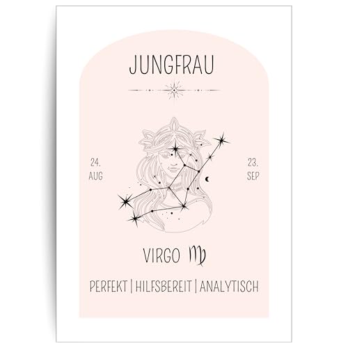 Papierkind™ Poster Sternzeichen Jungfrau - Virgo | Jungfrau Poster für Kinderzimmer | Moderne Virgo Wandkunst | Jungfrau Wandbild | Geschenk | in DIN A4 ohne Rahmen (A137-2) von Papierkind