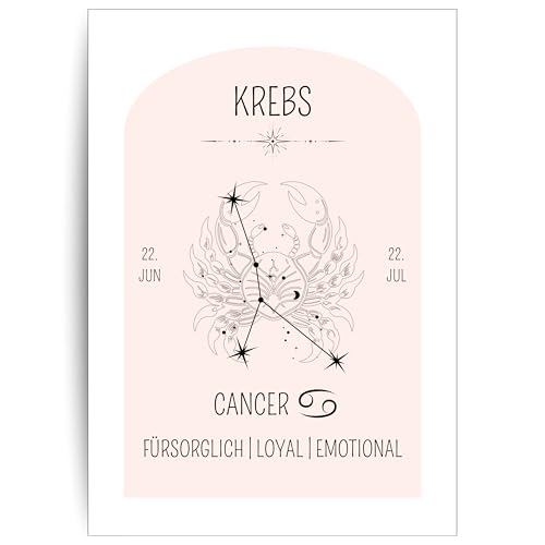 Papierkind™ Poster Sternzeichen Krebs - Cancer | Krebs Poster für Kinderzimmer | Moderne Cancer Wandkunst | Krebs Wandbild | Geschenk | in DIN A4 ohne Rahmen (A135-2) von Papierkind