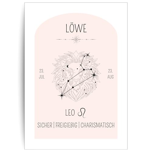 Papierkind™ Poster Sternzeichen Löwe - Leo | Löwe Poster für Kinderzimmer | Moderne Leo Wandkunst | Löwe Wandbild | Geschenk | in DIN A4 ohne Rahmen (A136-2) von Papierkind